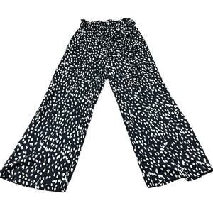 LULUS Black White Dotted Patterned Paperbag Pants Women's Size Small Flowy Boho